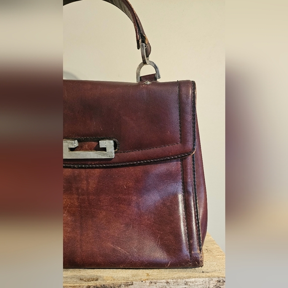 Vintage 1970s Luti Firenze Brown Leather Handbag Purse Satchel - Picture 3 of 11